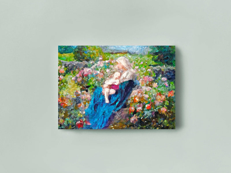 Our Lady Among the Flowers Catholic Art Print - Shepherd Me Shop