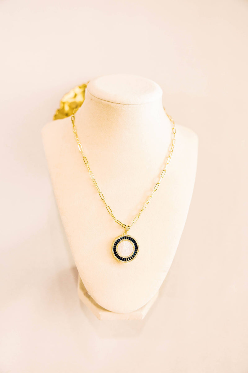 Lapis Guadalupe Necklace – Marian Pendant Gold Catholic Necklace