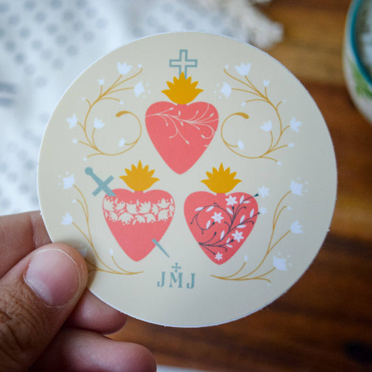 Holy Family Hearts Sticker - Shepherd Me Shop