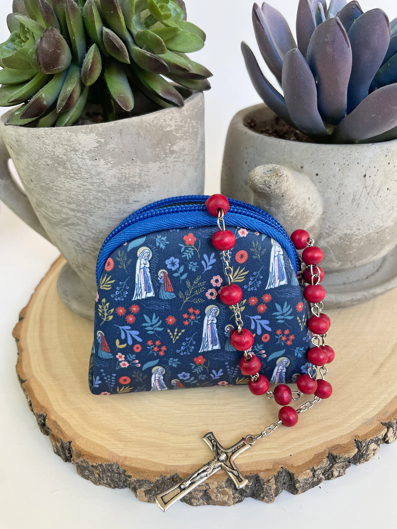 Our Lady of Lourdes Rosary Pouch