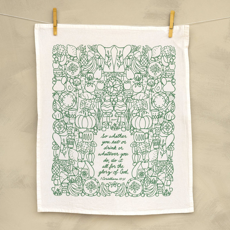 For the Glory of God Scripture Tea Towel