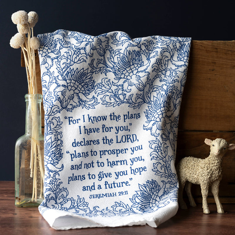 For I Know the Plans Scripture Tea Towel