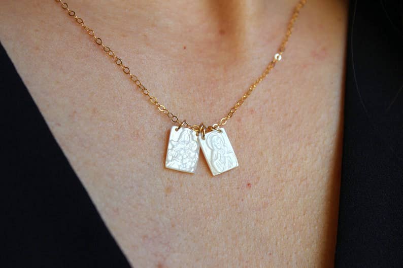 Mother of Pearl Scapular Necklace - Shepherd Me Shop