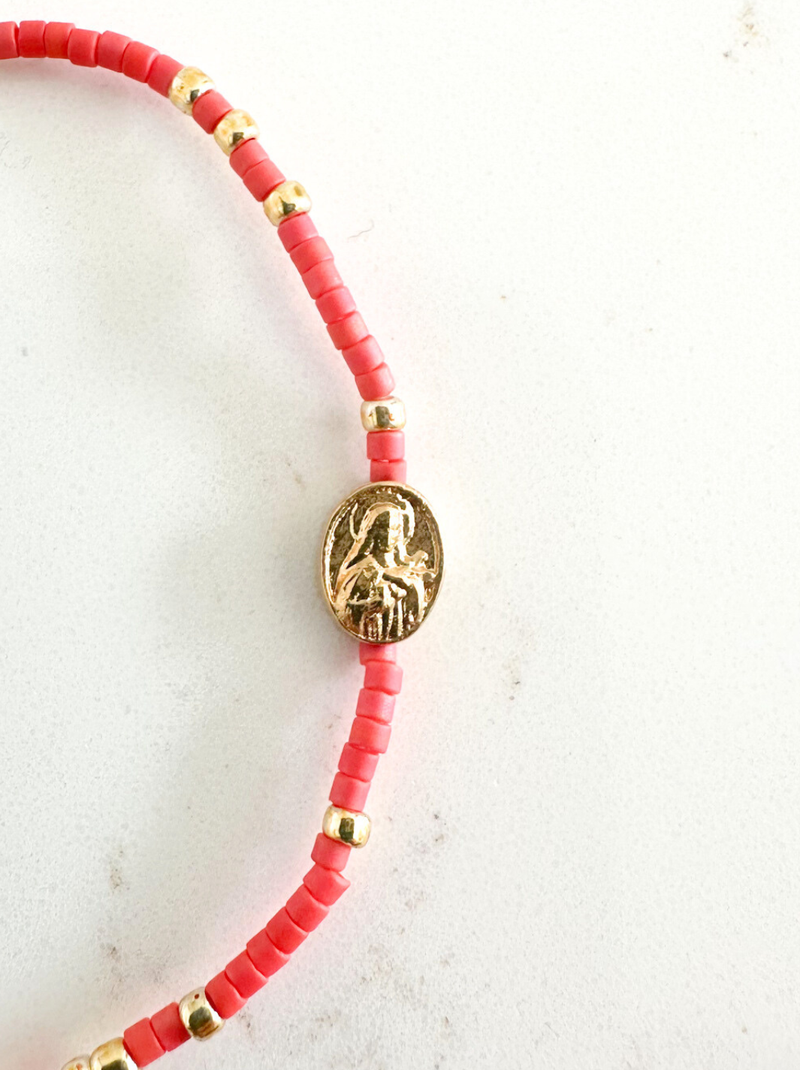 St. Therese of Lisieux Bracelet: Sunset Red - Shepherd Me Shop