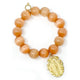 Champagne Calcite Bracelet with Gold Floral Blessed Mother