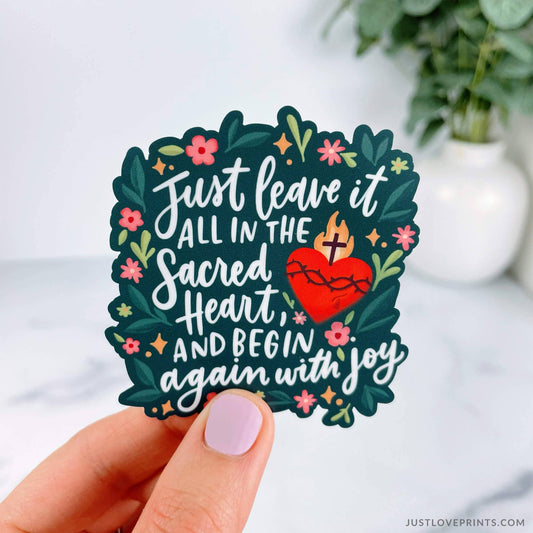 Sacred Heart Vinyl Sticker – Begin Again With Joy - Shepherd Me Shop