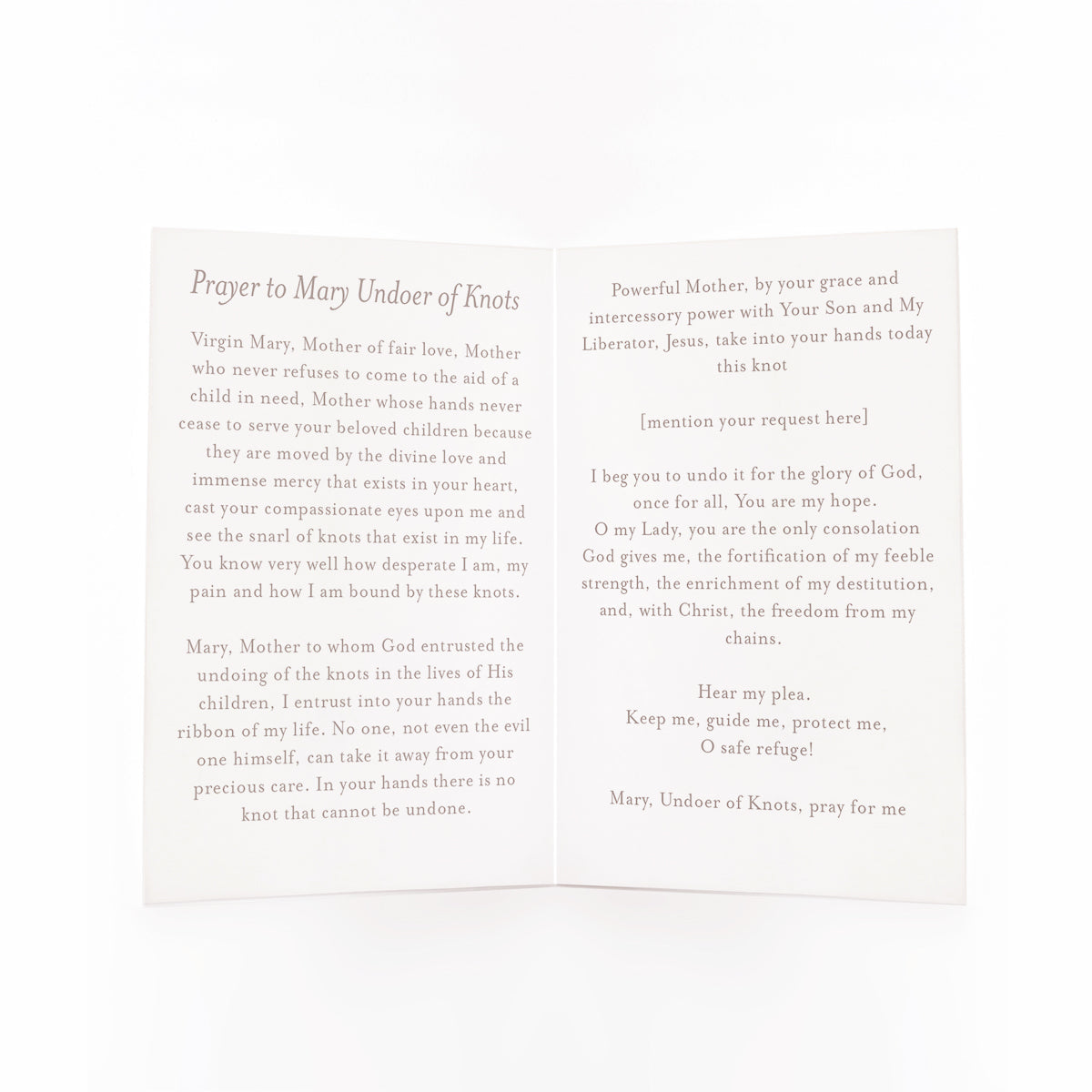 Mary, Undoer of Knots Prayer Card - Shepherd Me Shop