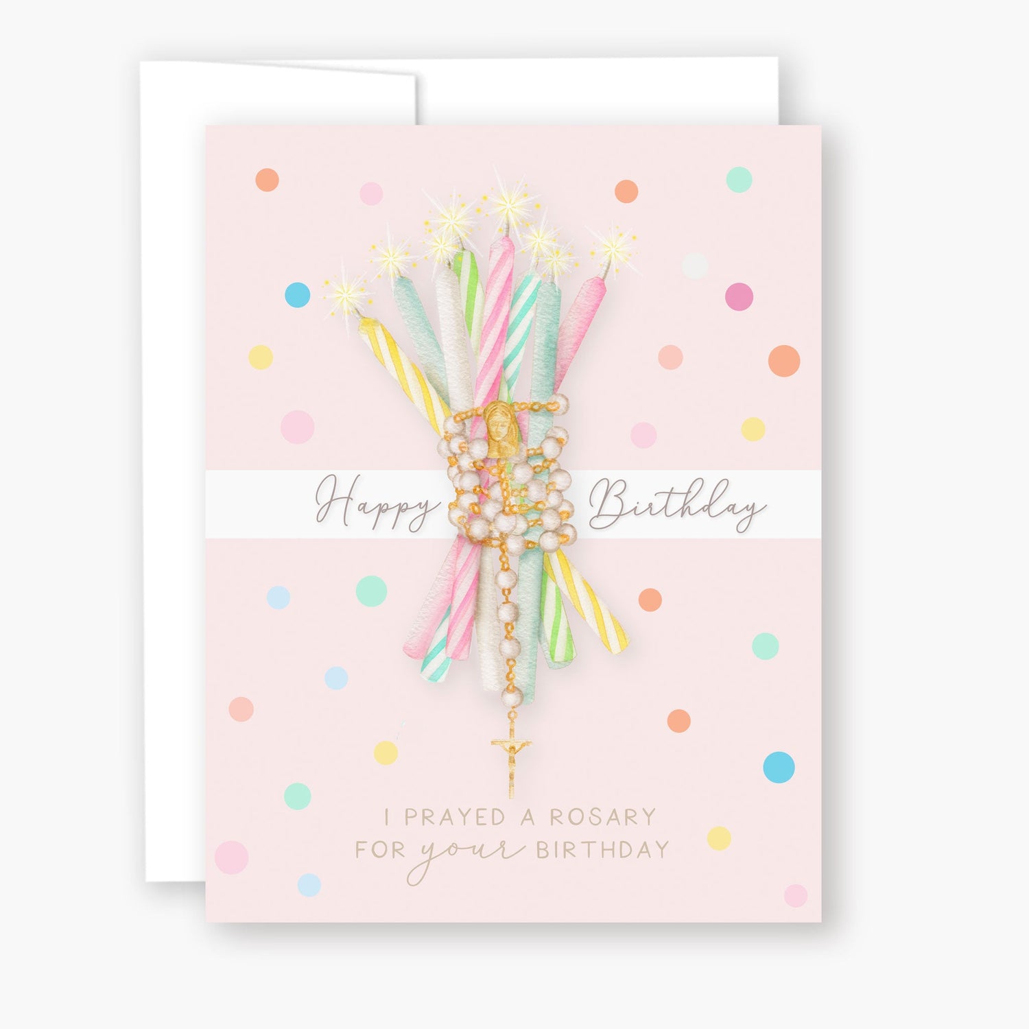 Rosary Card | Birthday Candles | Pink | Birthday - Shepherd Me Shop