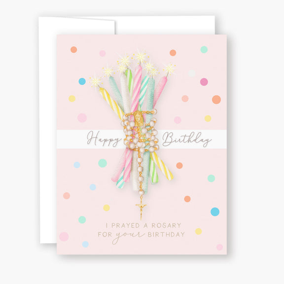 Rosary Card | Birthday Candles | Pink | Birthday - Shepherd Me Shop