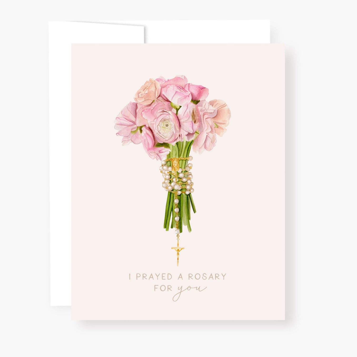Rosary Card | Bouquet | Pink Ranunculus - Shepherd Me Shop