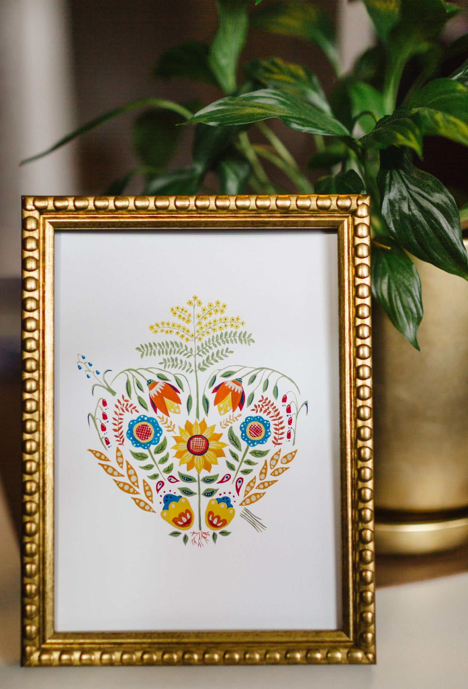 Folk Art Immaculate Heart of Mary Print: 5x7