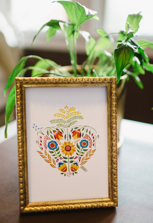 Folk Art Immaculate Heart of Mary Print: 5x7