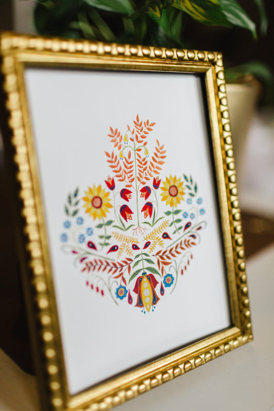 Folk Art Sacred Heart Print: 5x7