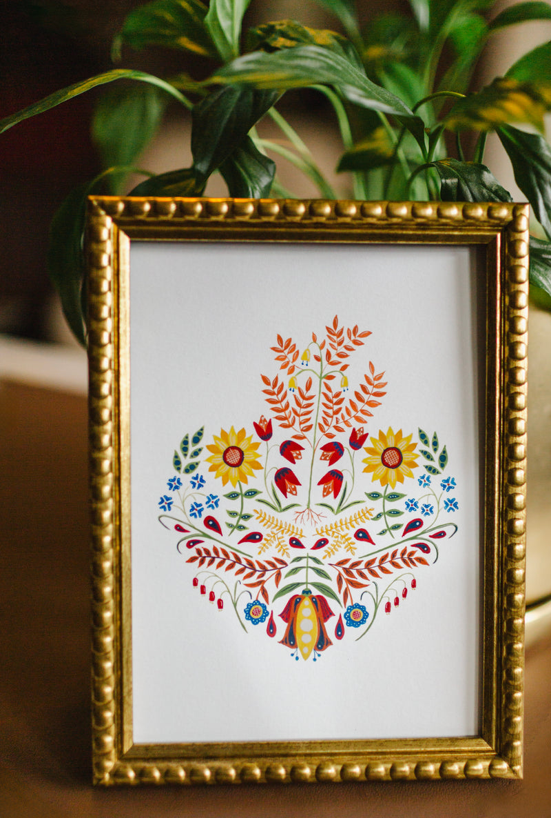Folk Art Sacred Heart Print: 5x7