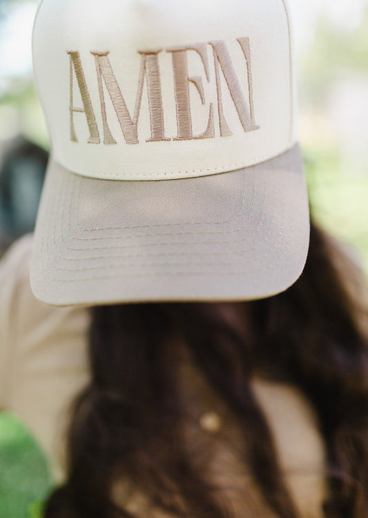 AMEN Trucker Hat: BEIGE