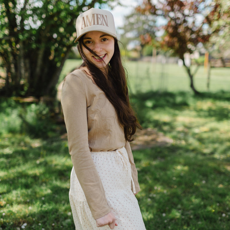 AMEN Trucker Hat: BEIGE