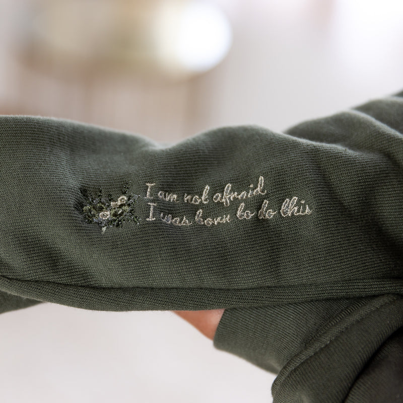 The Joan Catholic Hoodie Sweatshirt – St. Joan of Arc Inspired: Army Green