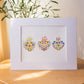 Folk Art Holy Family Hearts Print: 8x10