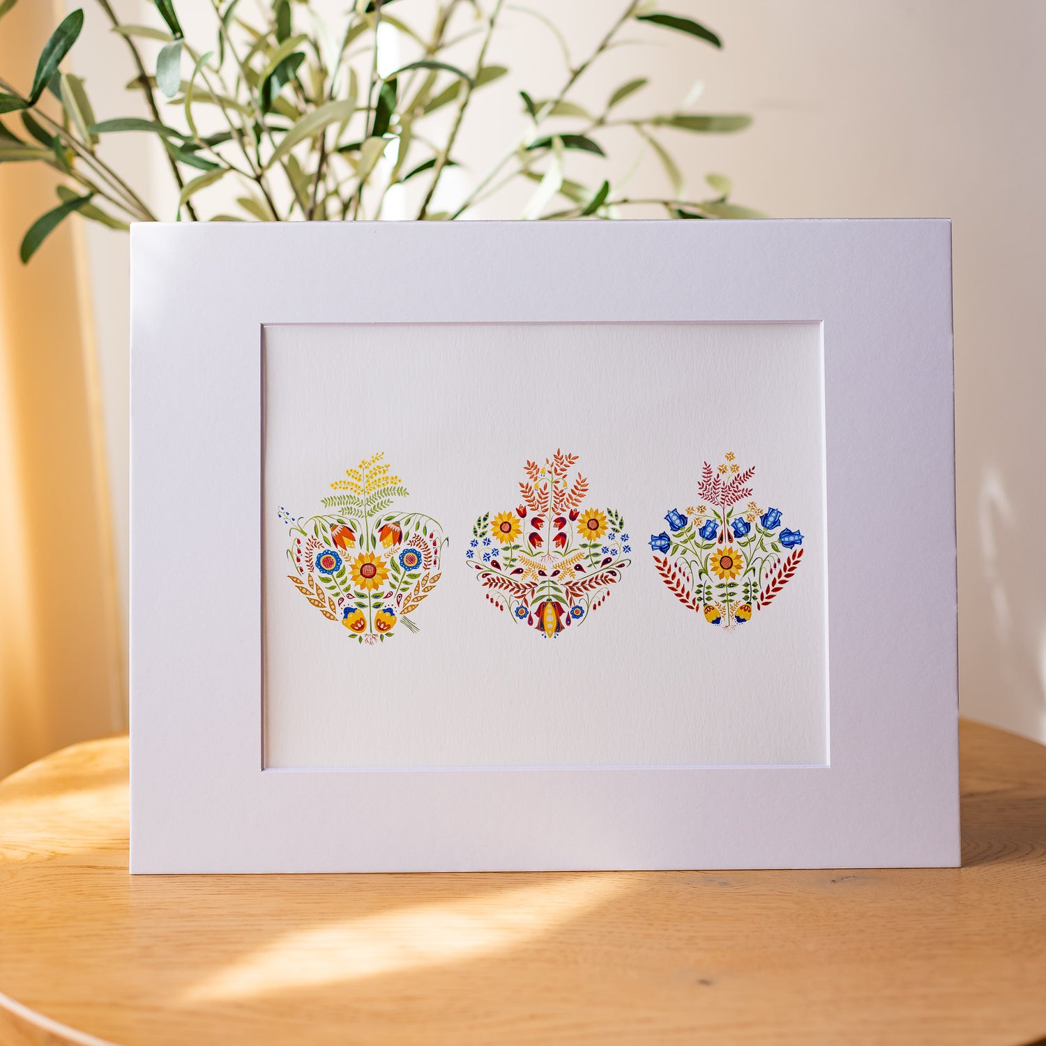 Folk Art Holy Family Hearts Print: 8x10